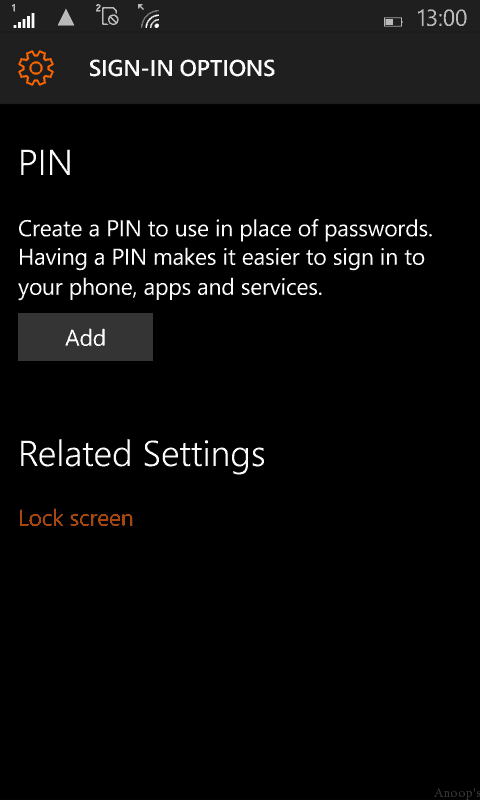 Windows 10 Set Pin